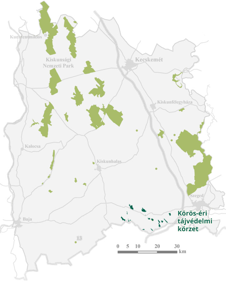 map of Körös-ér Landscape Protection Area