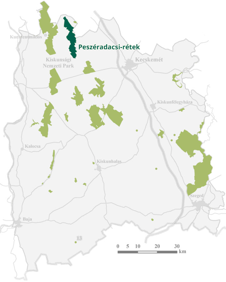 map of Peszéradacs Meadows
