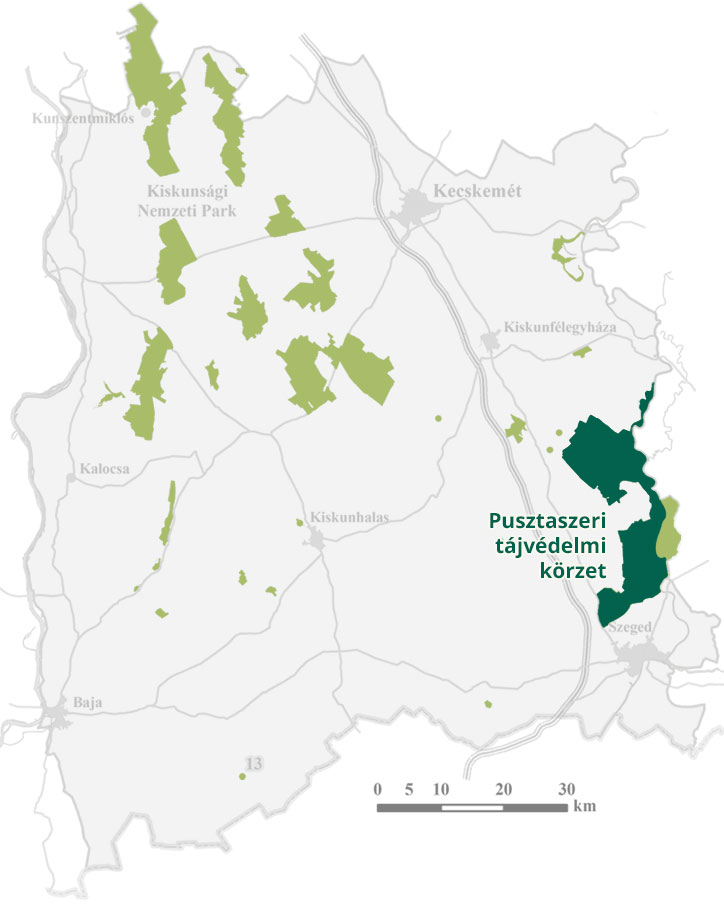 map of Pusztaszer Landscape Protection Area